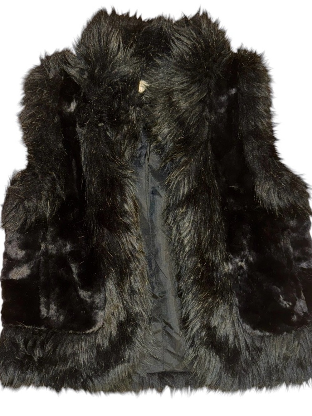 NWOT LOFT Black Faux Fur Open Front Vest